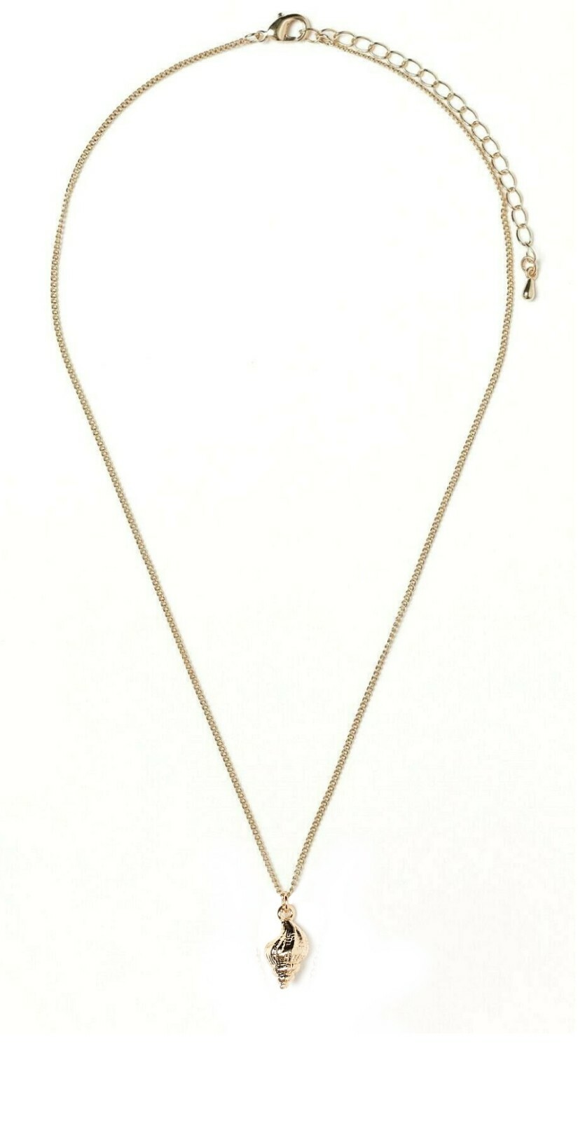 PENDANT NECKLACE Seashell CONCH SHELL Charm 46cm Adjustable GOLD TONE Chain