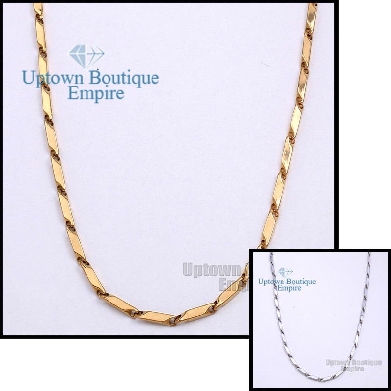 18-36″Gold Silver Plated Men Stainless Steel 4 mm Arrow Bullet Necklace Chain