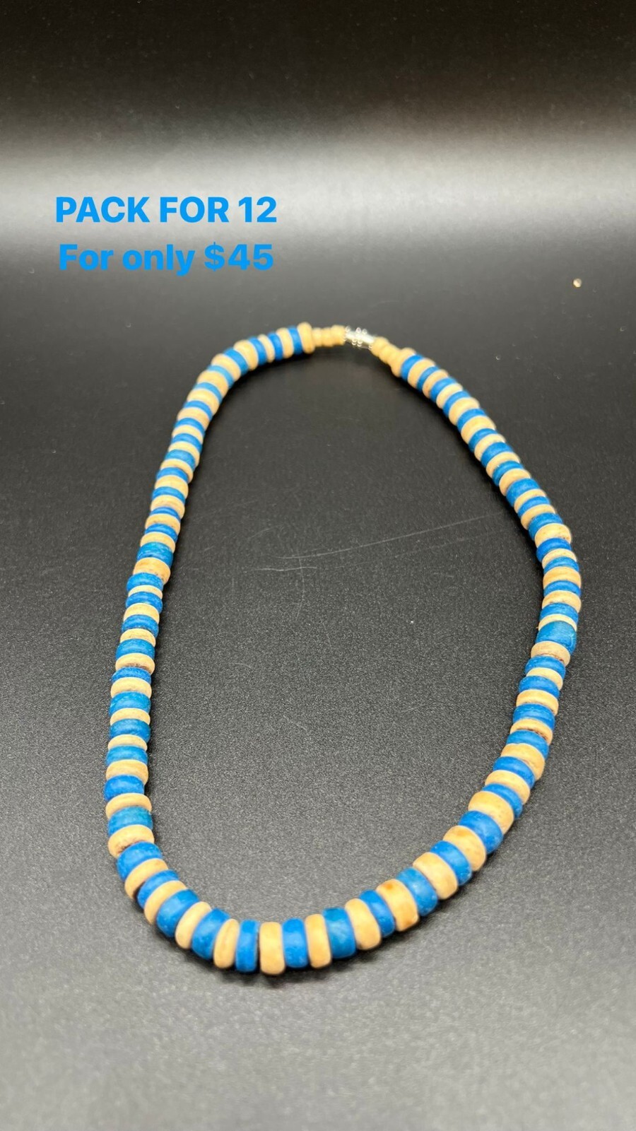 Pack for 12 Hawaiian Natural Wood Necklace Friendship Beach 16in
