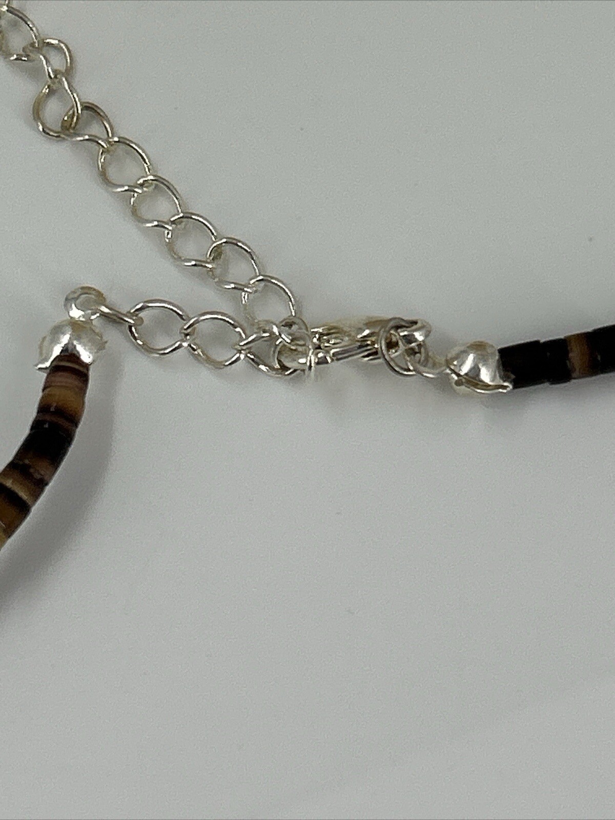 Natural Stone Chocker Necklace Graduated Silver Spacer Beads Earthy 17-20″