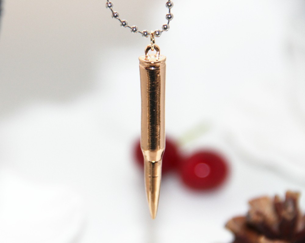 Bullet Shell Full metal jacket Pendant key chain Shiny copper color beauty USA