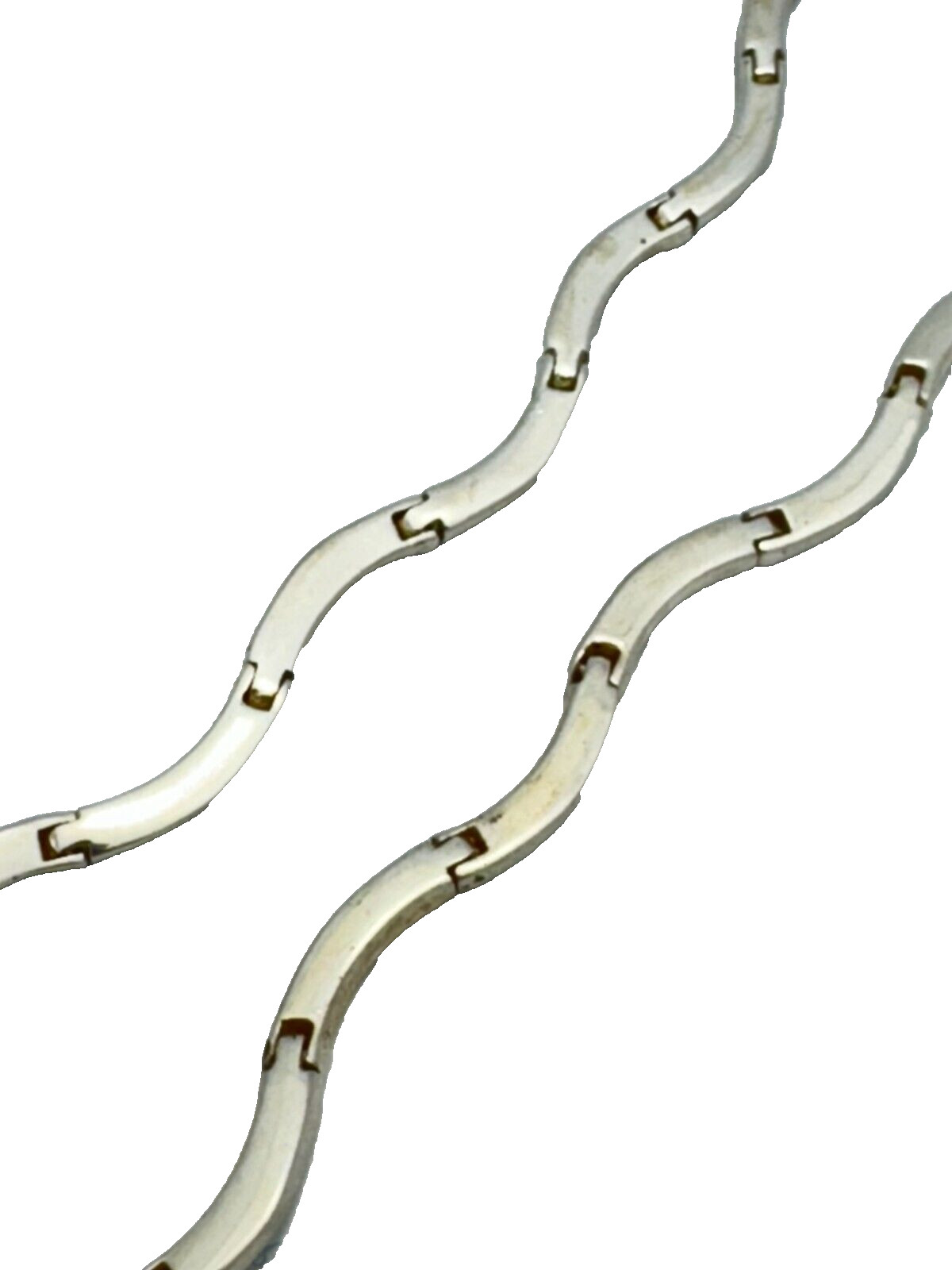 Sterling Silver 2.5mm Wave Design Chain Link Necklace 16.5″