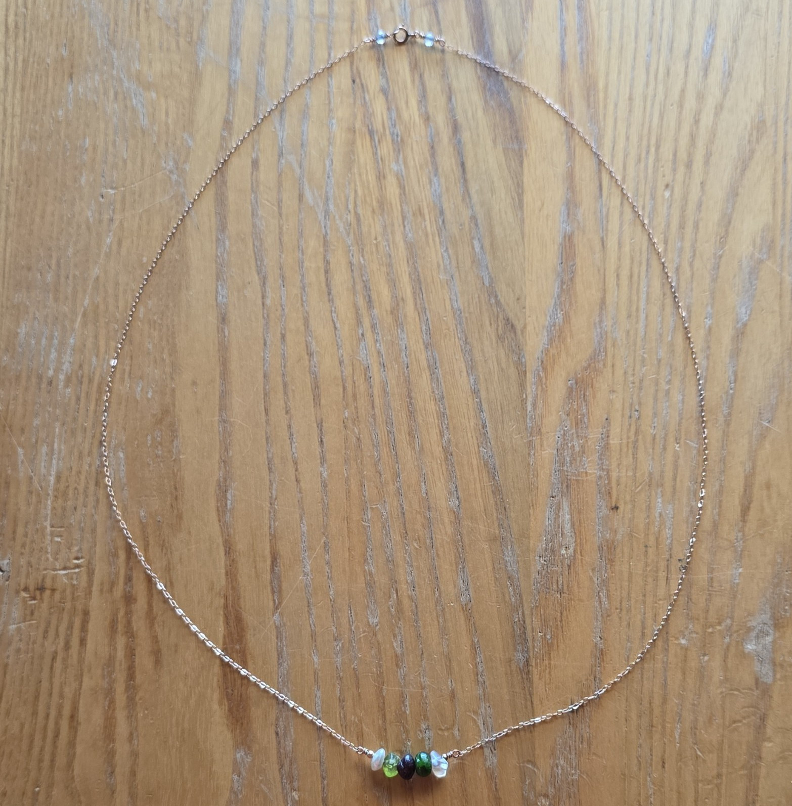 Rose 1/20 14k Gold Plated Cable Chain Necklace with Crystal Beads