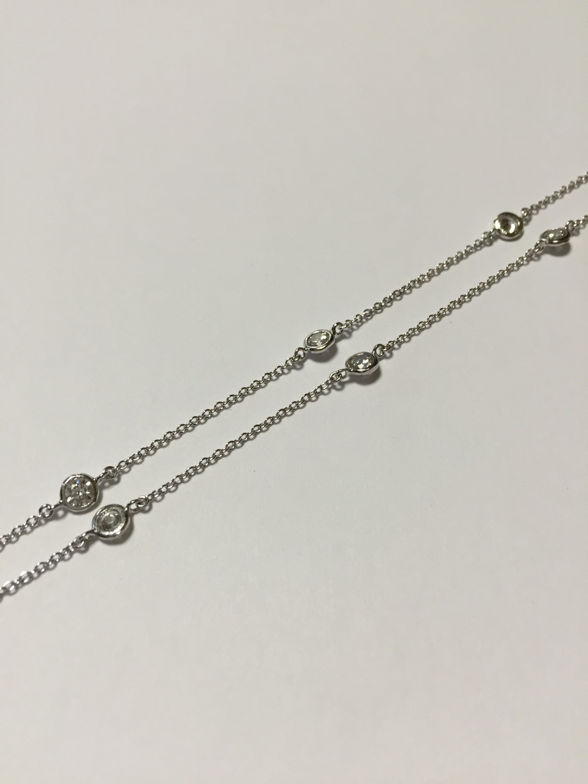 925 Sterling Silver Diamond by the Yard Necklace Adjustable 16”-18” “Brand NEW