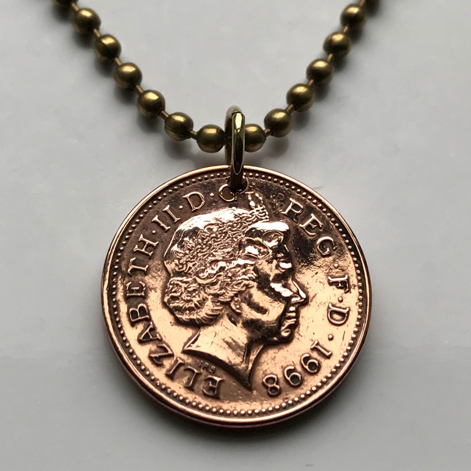 United Kingdom 1 Penny coin pendant British crowned portcullis London UK n000883