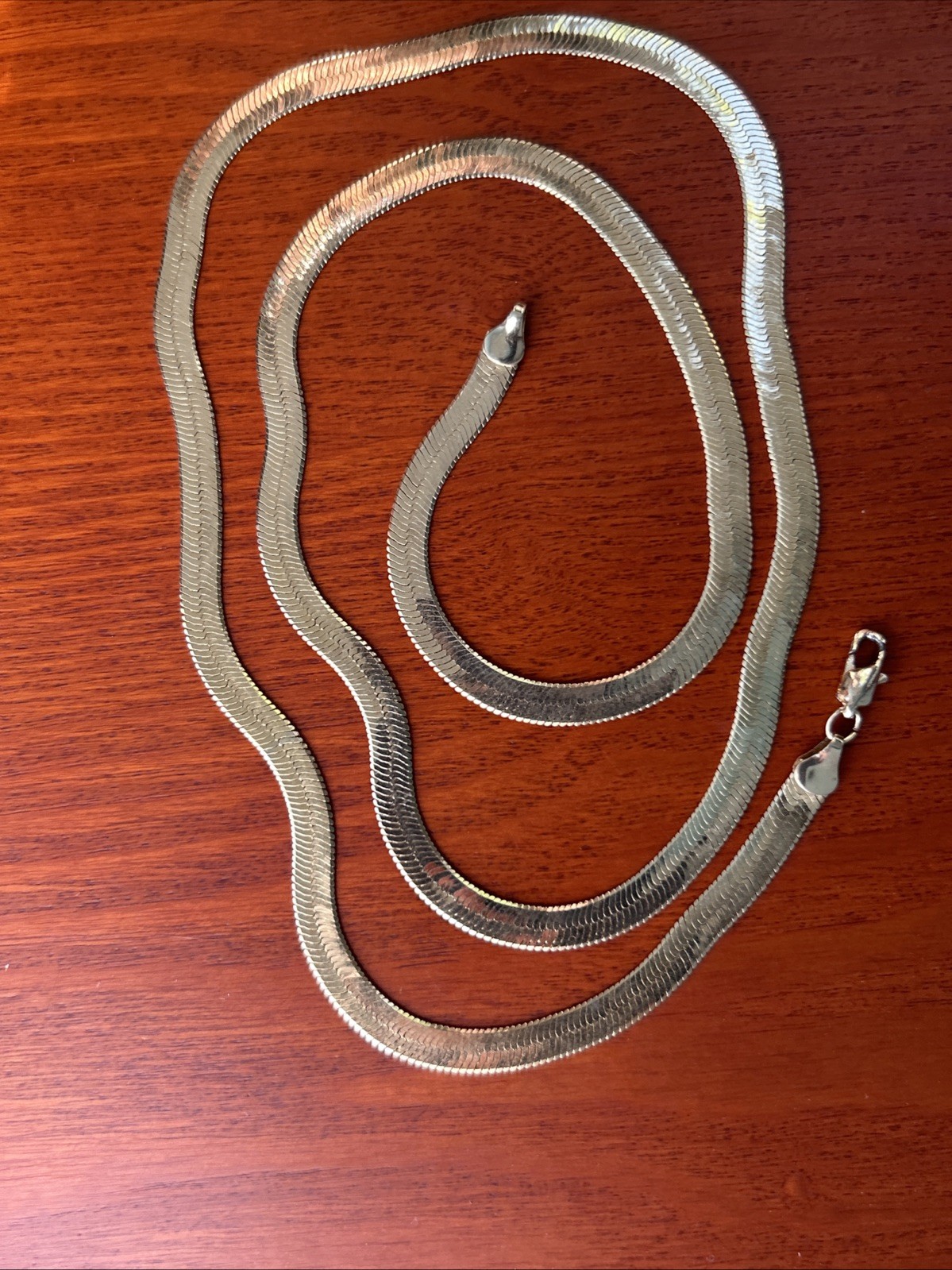 Bright Gold Plated 30” Herringbone Chain Necklace For Men Or Women 4mm Unisex