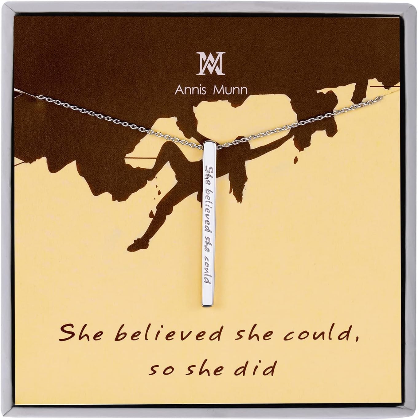 Women 925 Sterling Silver Bar Necklace Gifts for Women Jewelry Engraved ‘ She…