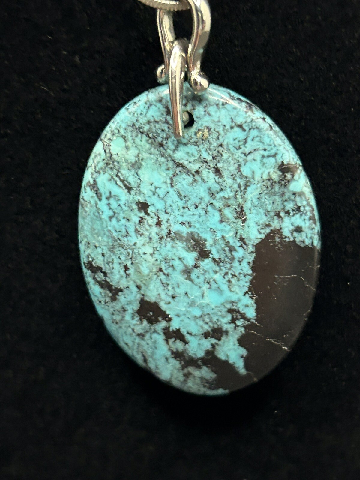 Turquoise Stone pendant Necklace With 8.5 “ Venetian Box Chain Stamped 18K GP
