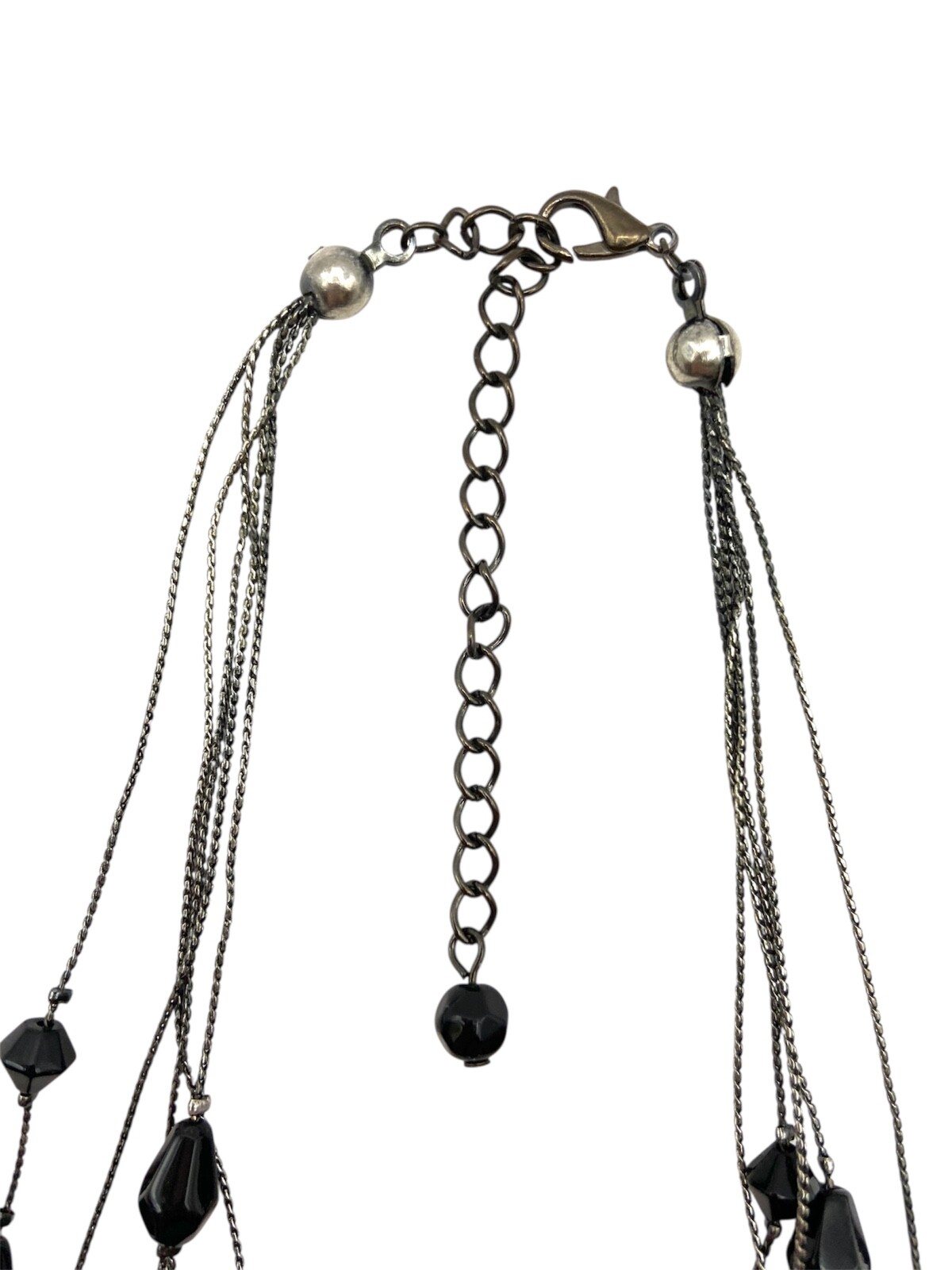 Gothic Black Glass Beads Layered Necklace Multistrand 18″ Gunmetal Gray 5 Strand