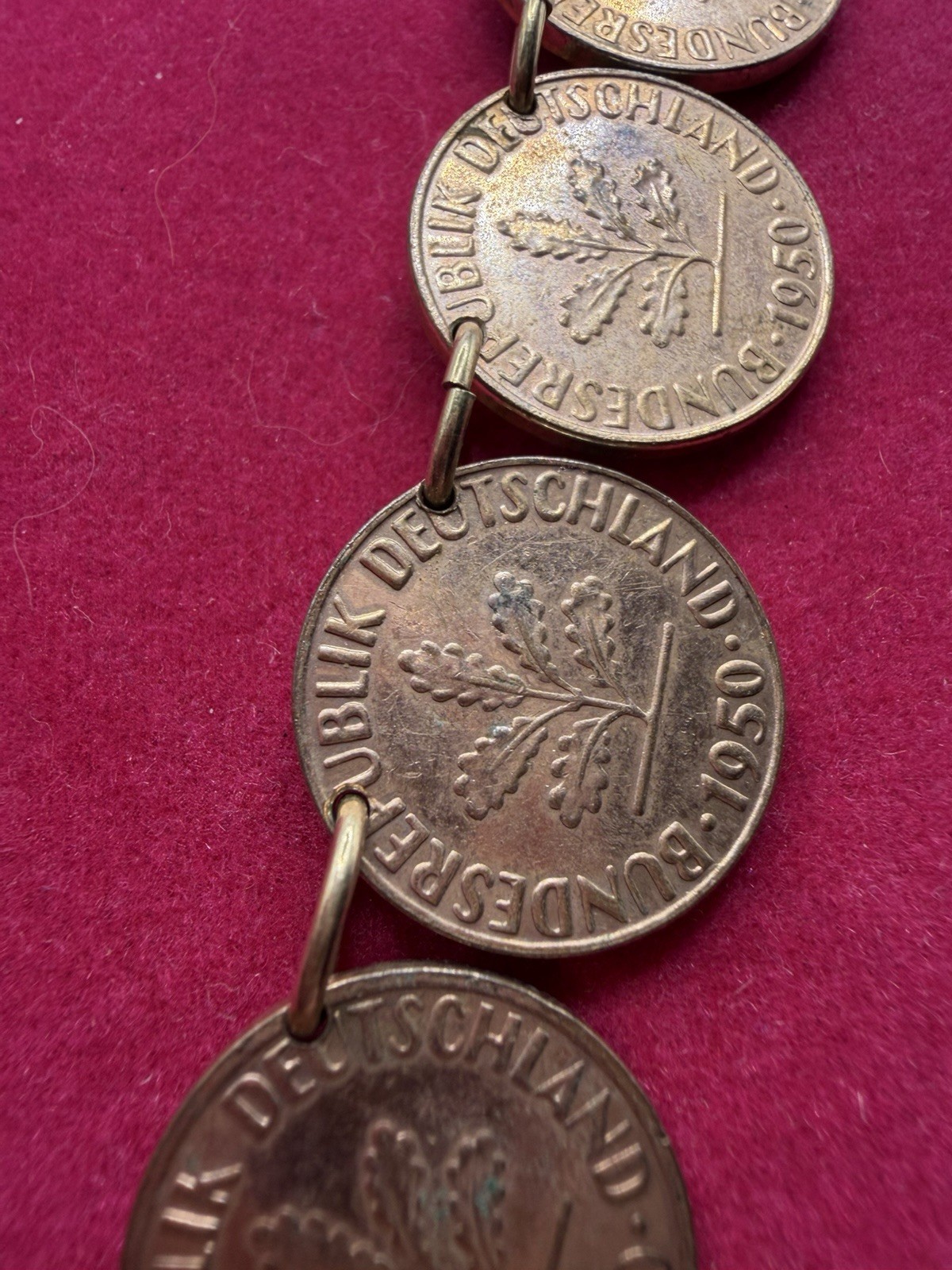 Vintage 1950 Germany 1 Pfennig Coin Necklace – 30 Inches!