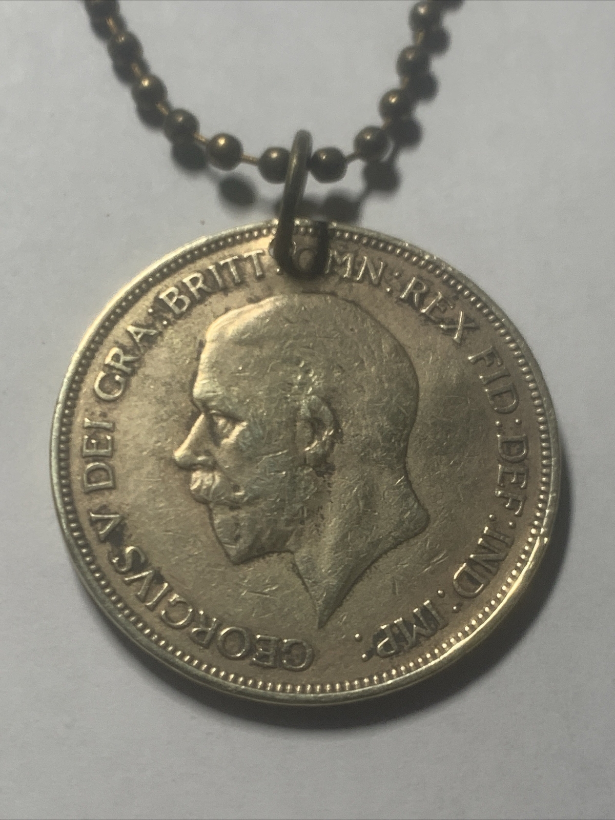 1935 UK Real Circulated Antique Large Coin Pendant. King George VI. Great 🎁