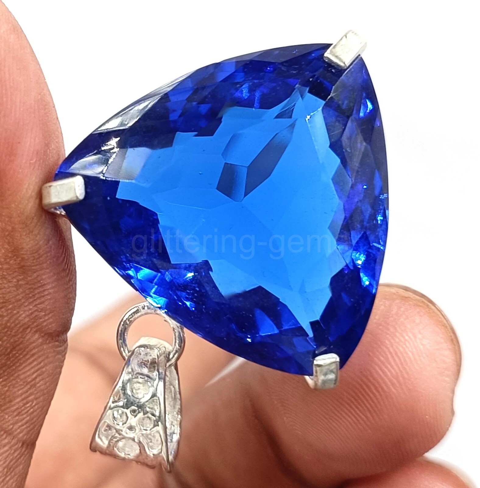 Natural Blue Sapphire 68.75Ct IGL Trillion Cut 925 Solid Pendant IGL Gems 5MSU