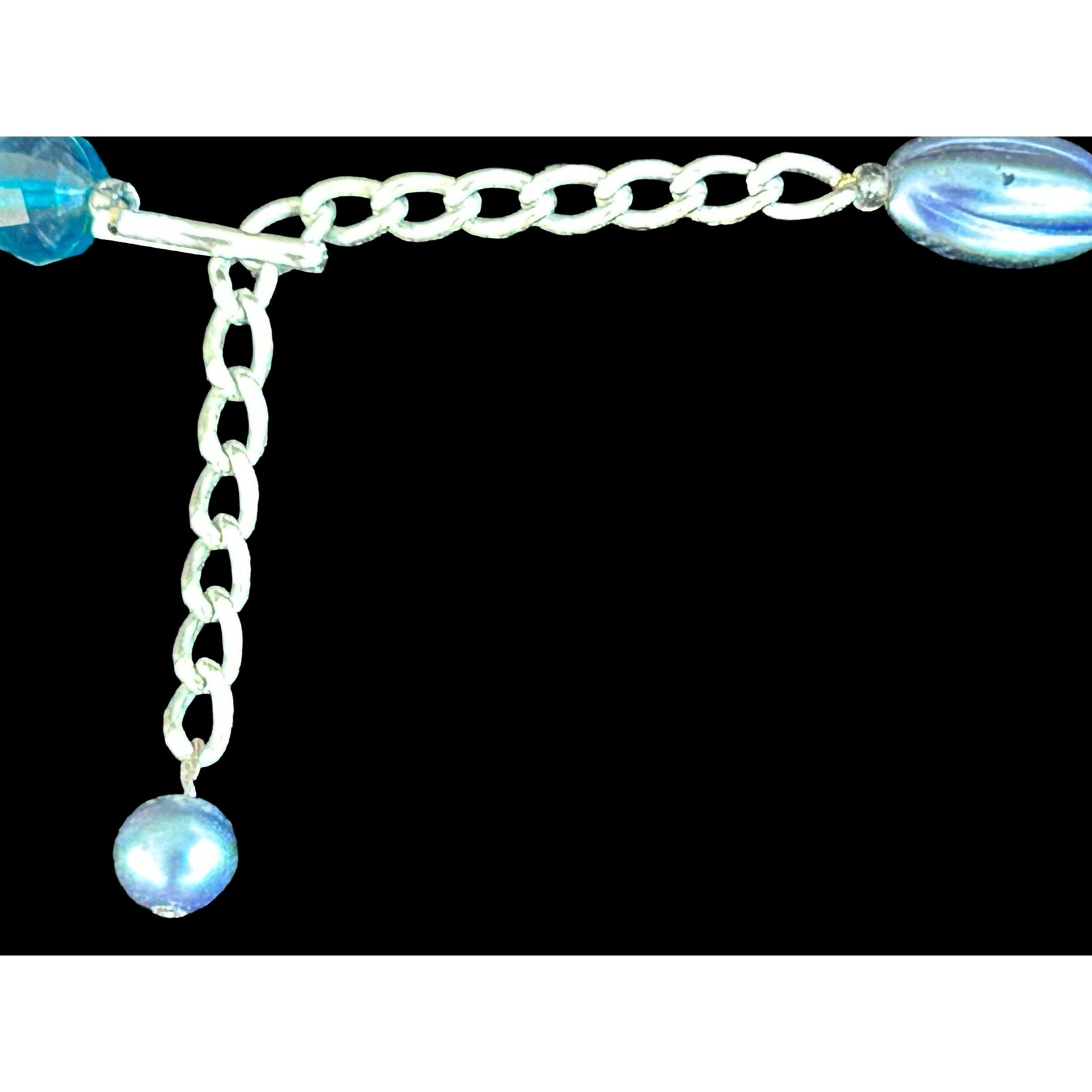 Vintage Western Germany Blue Necklace Silver Extender 14.5 Inch