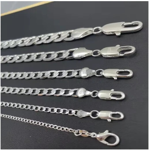 925 Sterling Silver Curb Chain Necklace Men Women Wedding Engagement Gift UK
