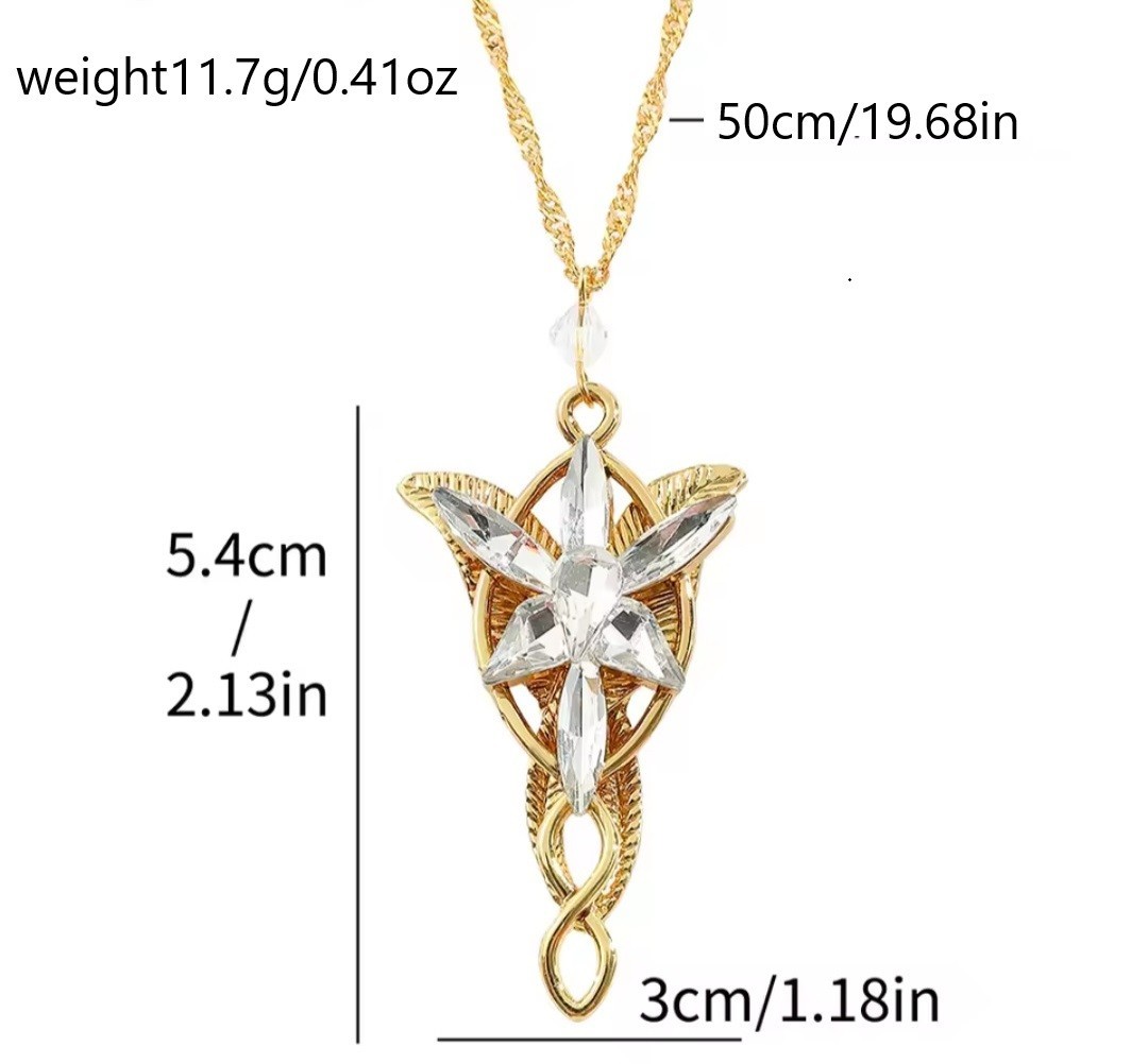 Arwen Evenstar Gold Necklace Aragorn Elven LOTR Lord of the Rings