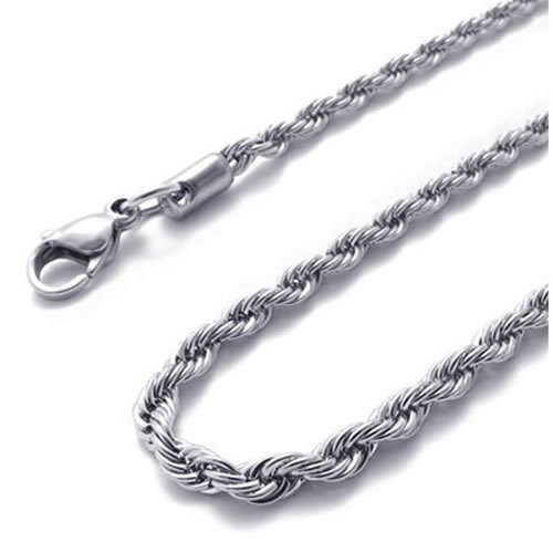 2.4mm – 6mm 16″-40″ Silver Stainless Steel Rope Necklace Chain HN1 USA Seller