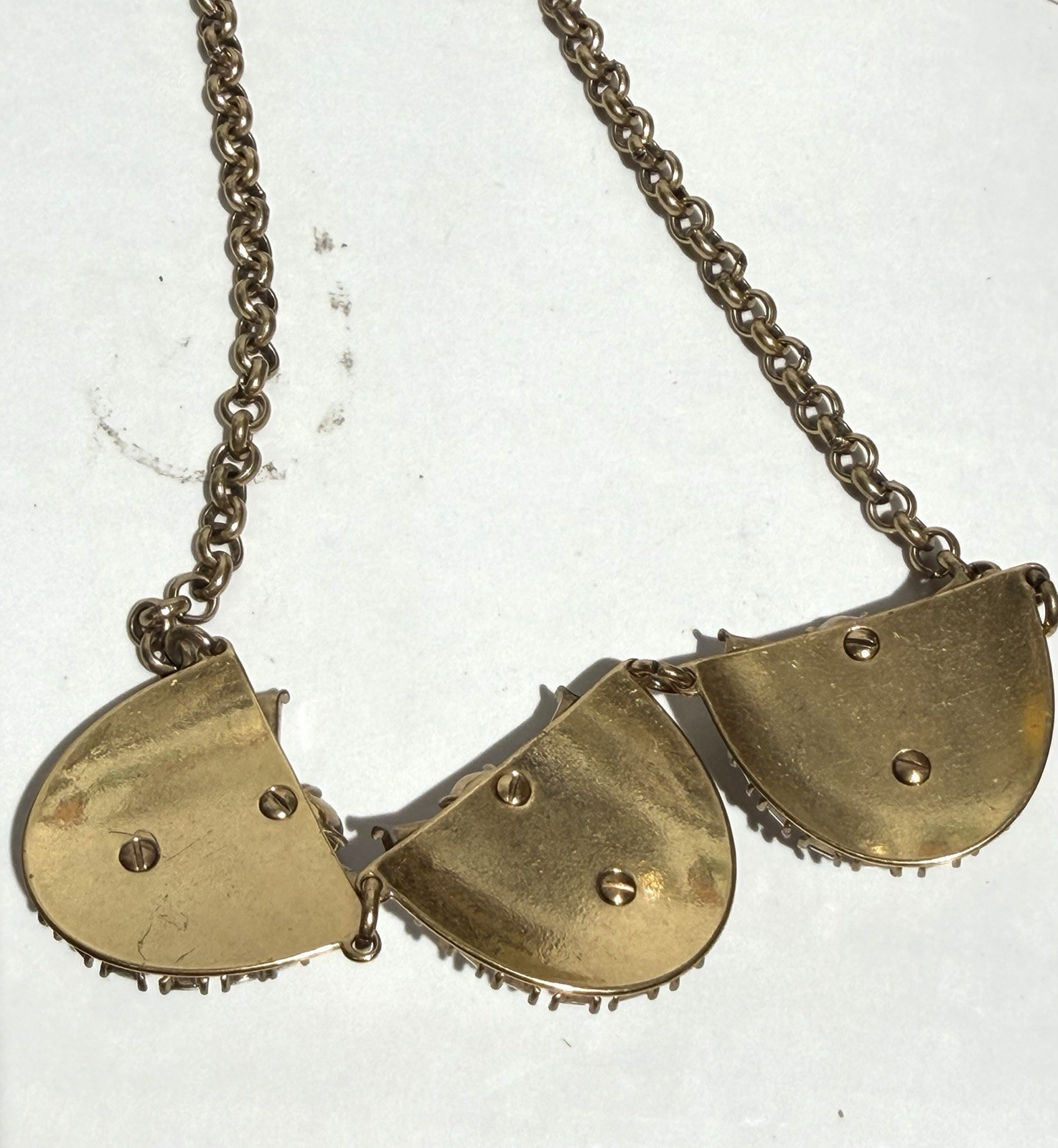 J CREW Statement 20″ Necklace Rhinestone Jewelry Chunky gold tone Adjustable