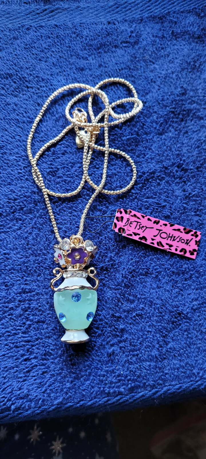 New Betsey Johnson Necklace Vase Flowers Multicolor Spring Summer Collectile