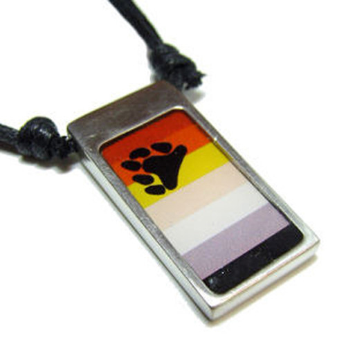 Pride Shack – Gay Pride Pewter Male Bear Pride Flag – Mens Paw Pendant Necklace
