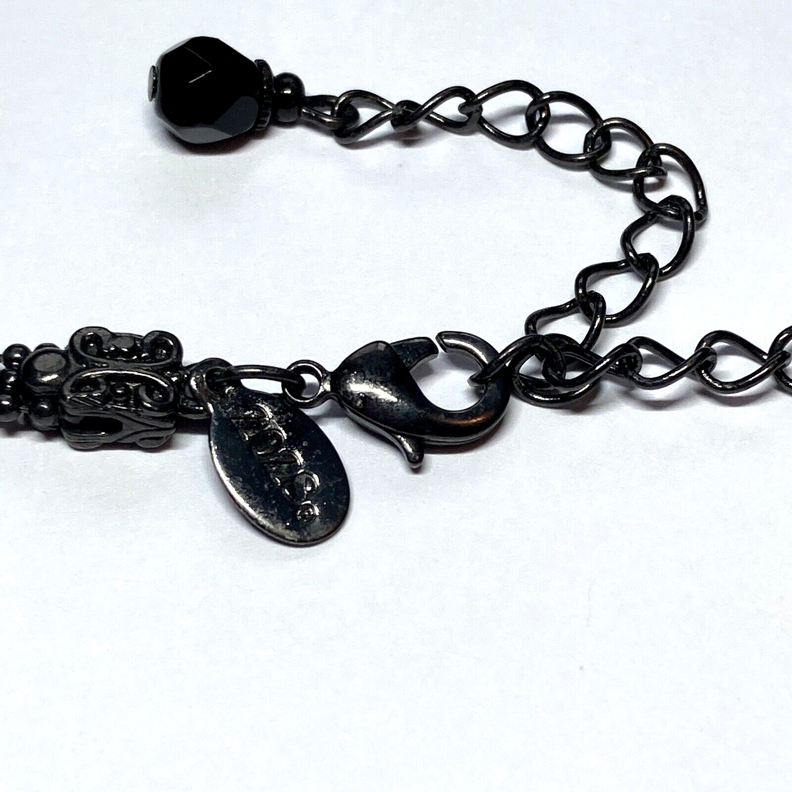 Dark Black Rhinestones Y Necklace 202S Beaded Chain 16-20in