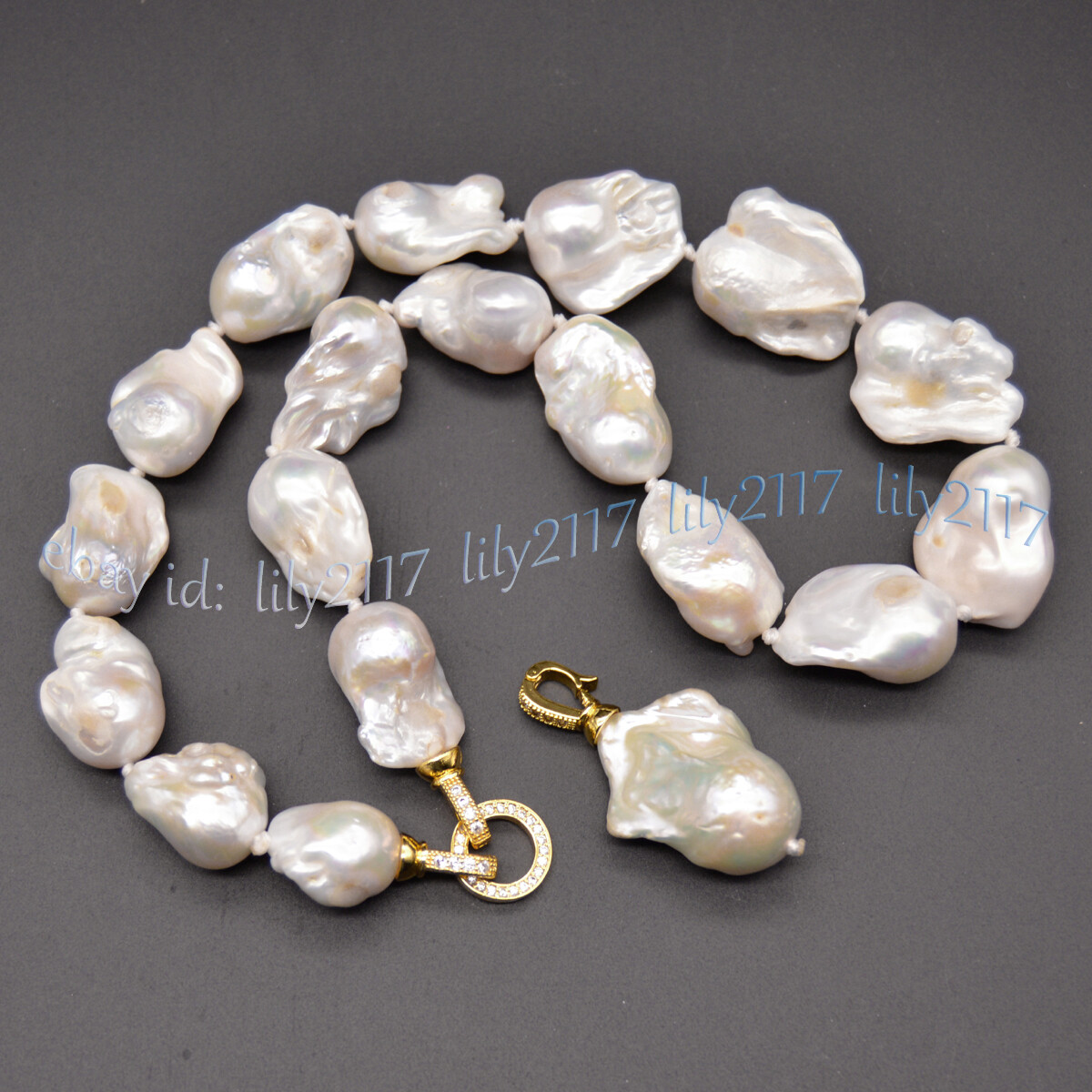 Large 15-25mm Genuine Natural White Keshi Reborn Baroque Pearl Pendant Necklace