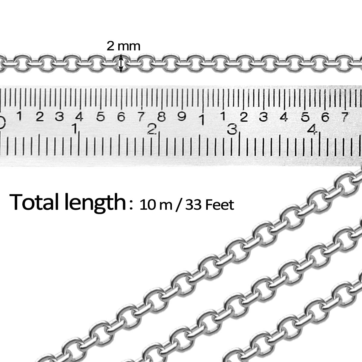 33 Feet Stainless Steel Jewelry Chains for Jewelry Making – Silver Chain Roll
