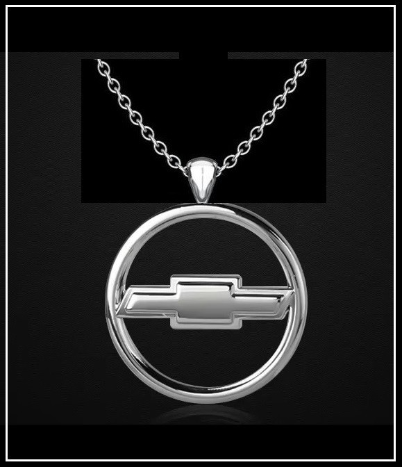 CHEVROLET Genuine Emblem Necklace – 1 1/4″ Chrome Chevy Pendant – 24″ Chain