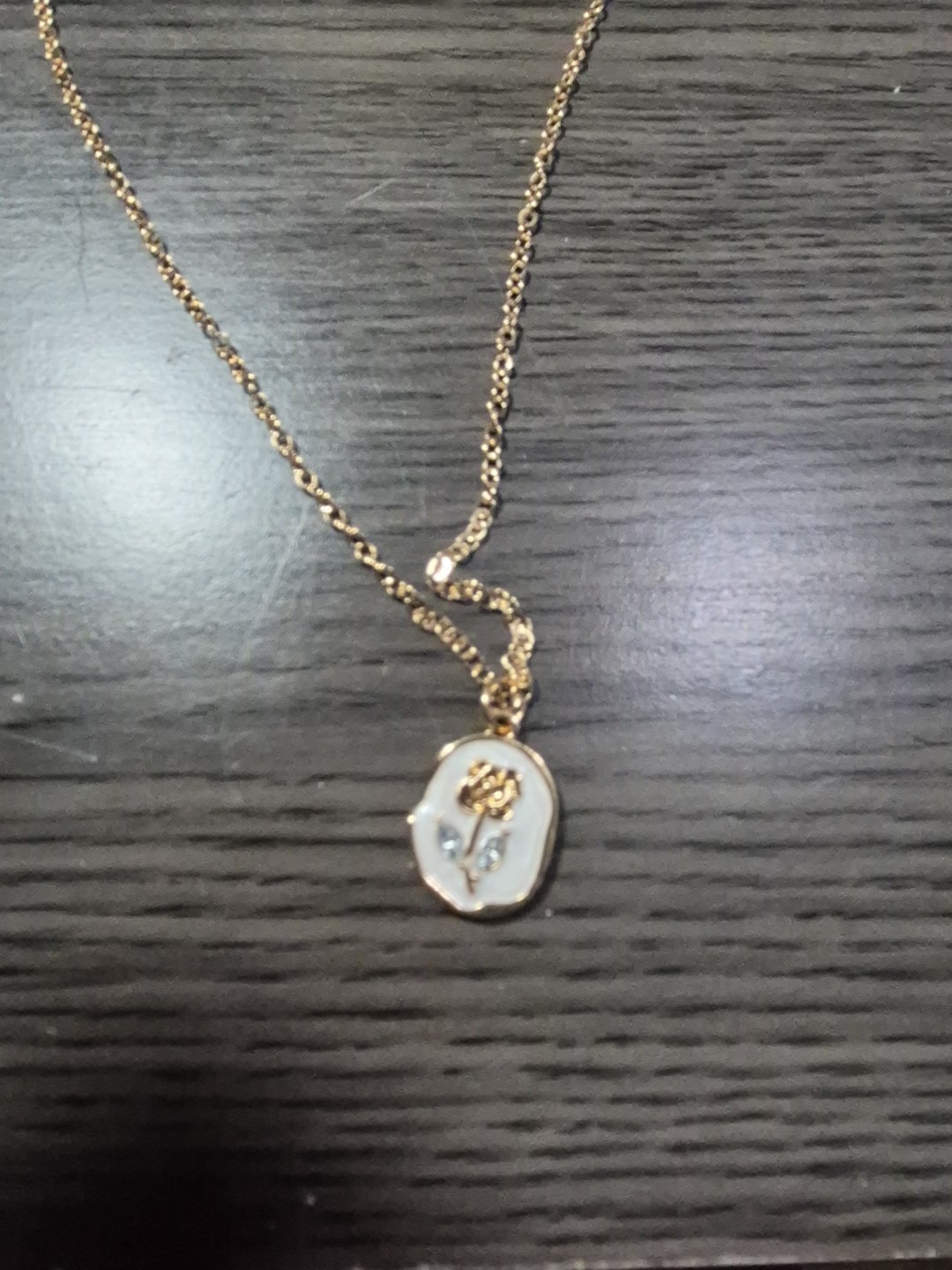 Gold Tone Rose Pendant Adjustable Fashion Necklace 15″-17″