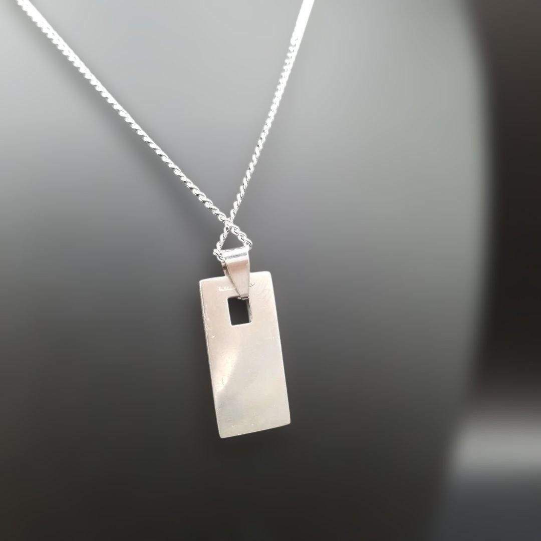 Excellent GUCCI Bar Plate Silver 925 Women Necklace _825