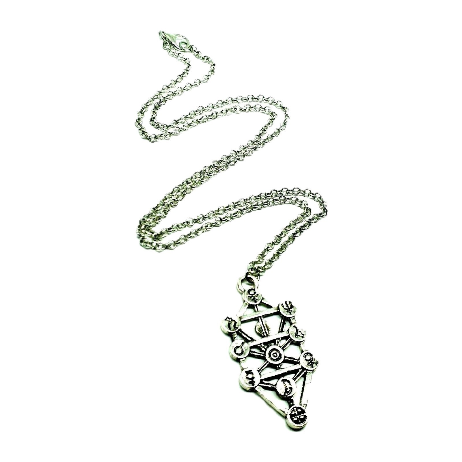 Tree of Life Kabbalah Pendant Necklace Geometric Silver Jewish Sefirot Jewellery
