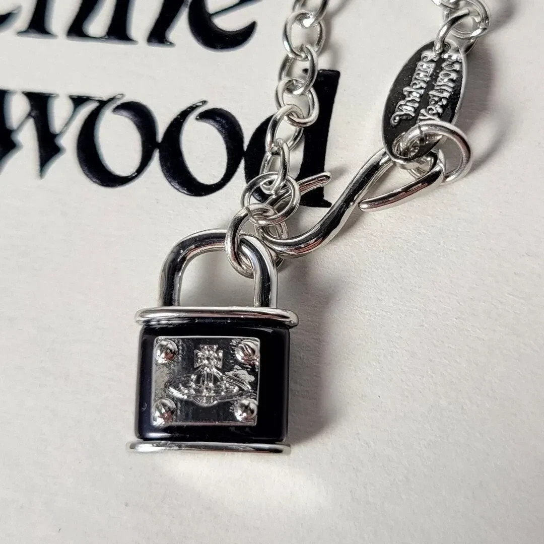 Vivienne Westwood Padlock Necklace Black×Silver