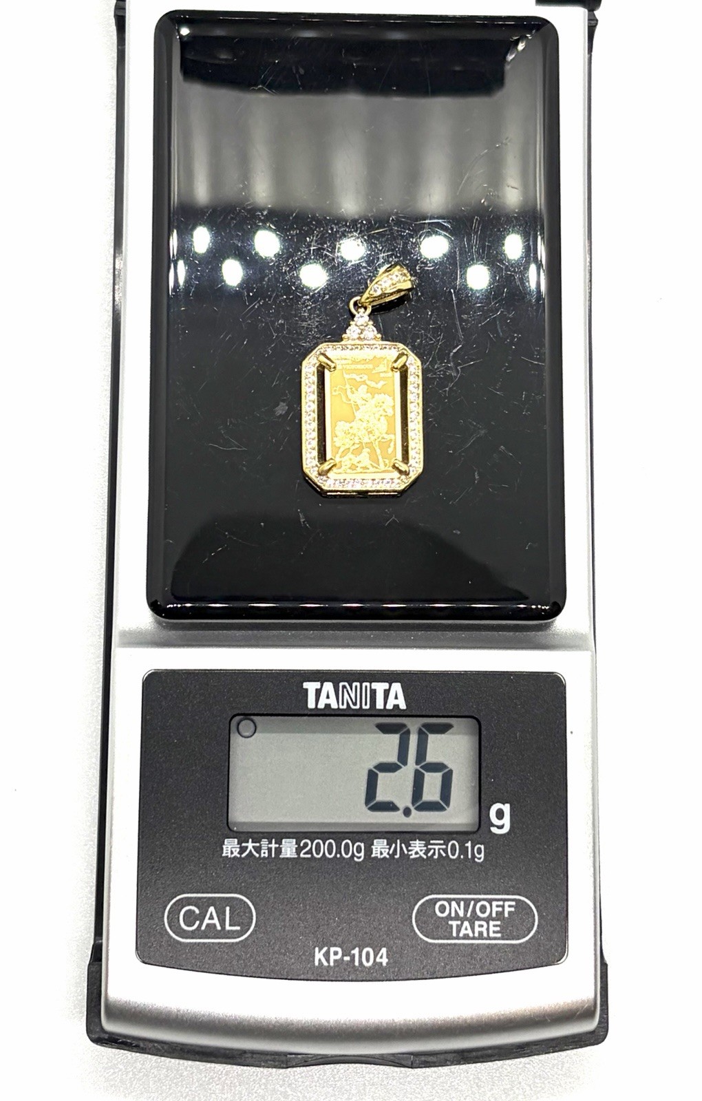 24K Gold THE VICTORIOUS 1/100 oz Gold Bar Pendant Silver 925 CZ Halo