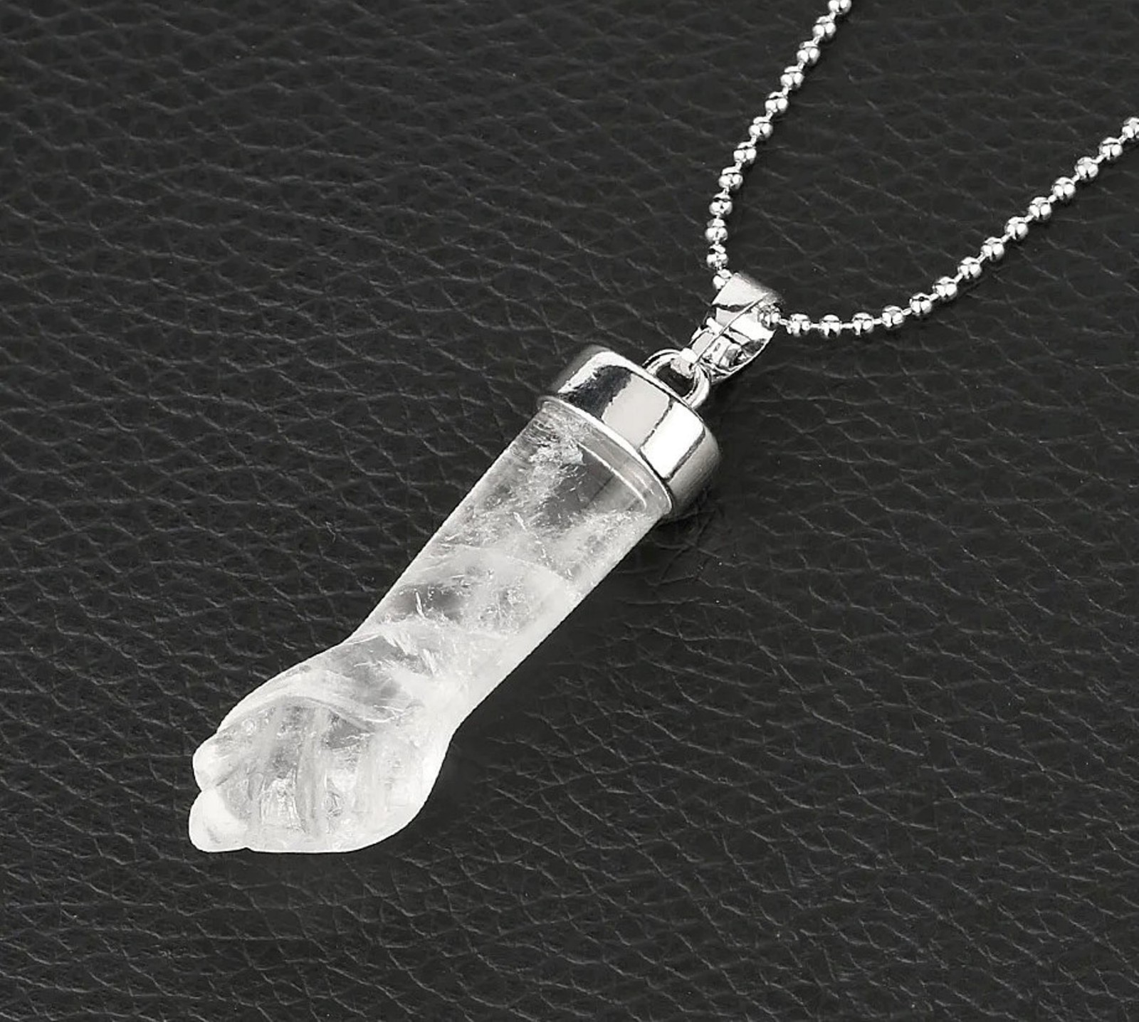 Figa Hand Amulet Pendant. Stainless steel chain necklaces with crystal Figa Hand