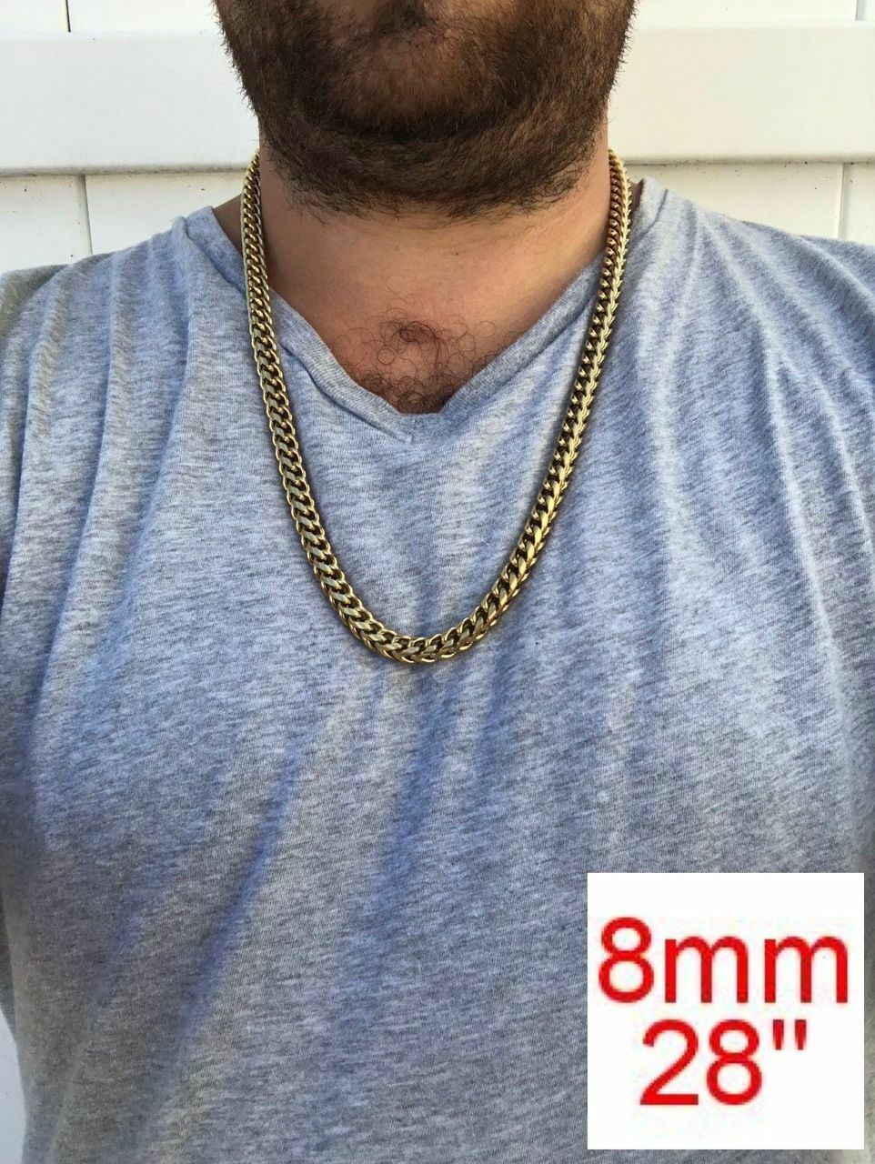 Cadena FRANCO para Hombre Acero Inoxidable Bañado en Oro de 14K LA MEJOR CALIDAD