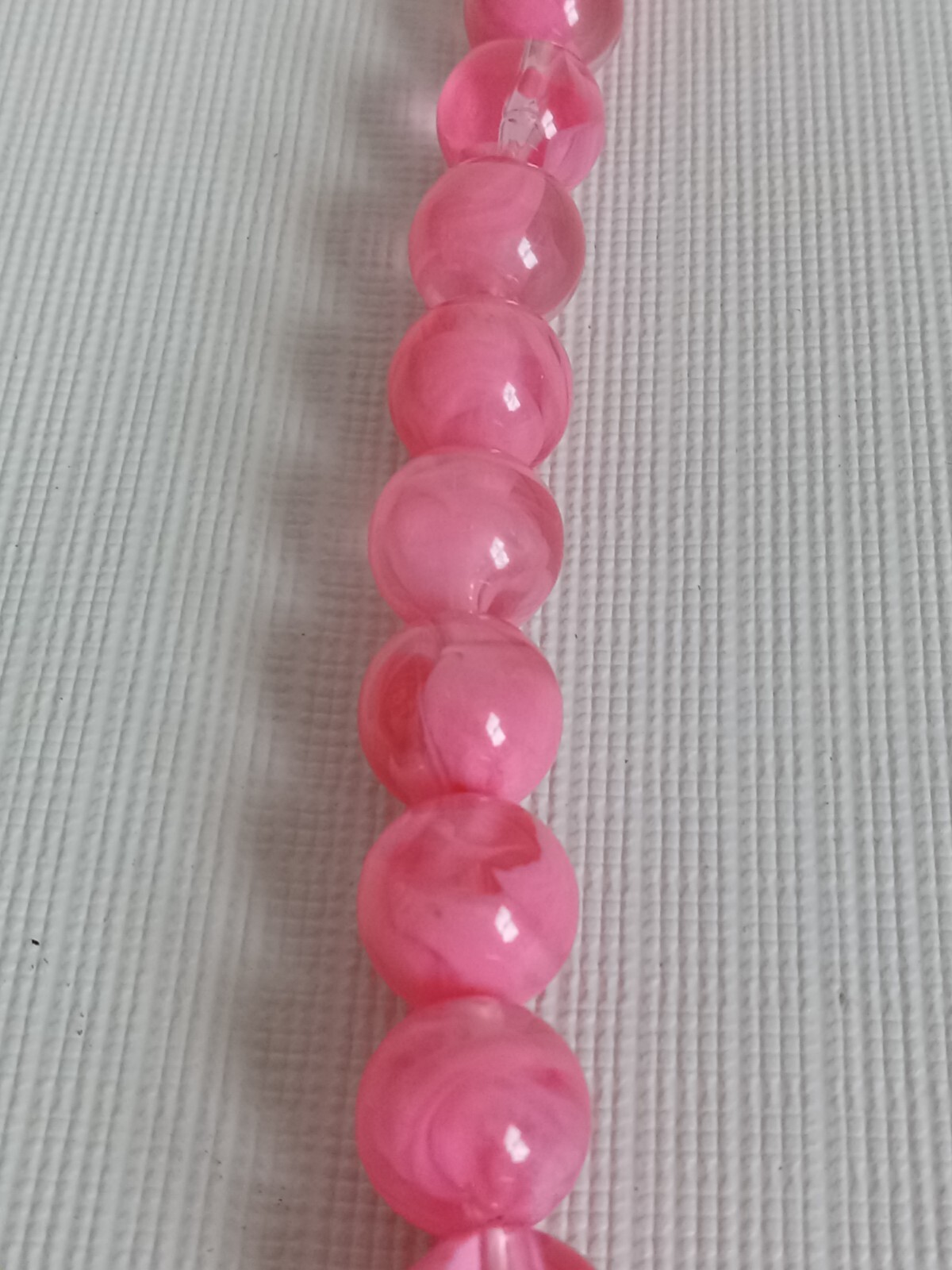 Transparent Bubblegum Pink Round Acrylic Beaded Single Strand Statement Necklace