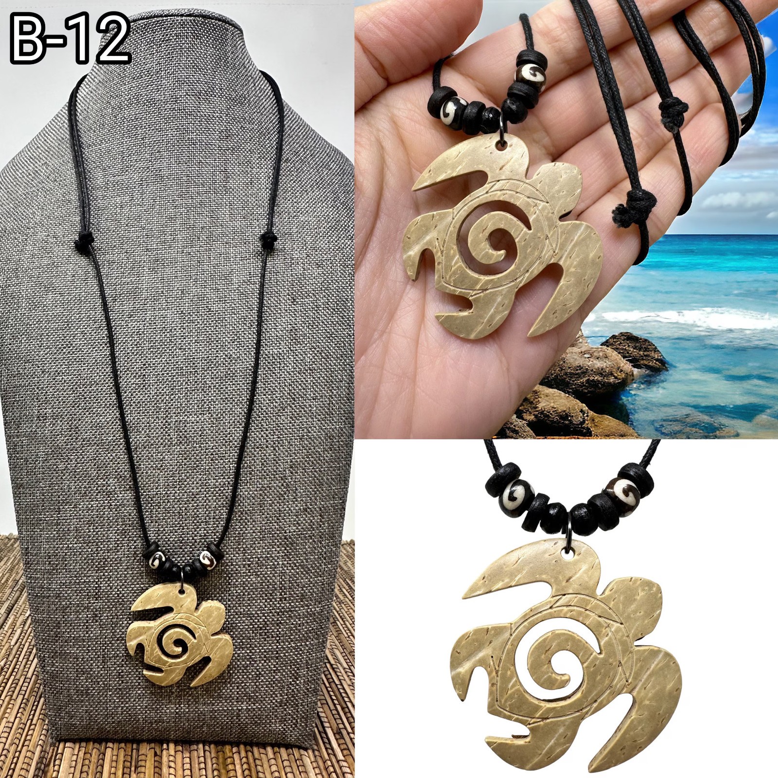 Sea Turtle Pendant Necklace Adjustable Cord Unisex Multiple Styles 17-28 Inch