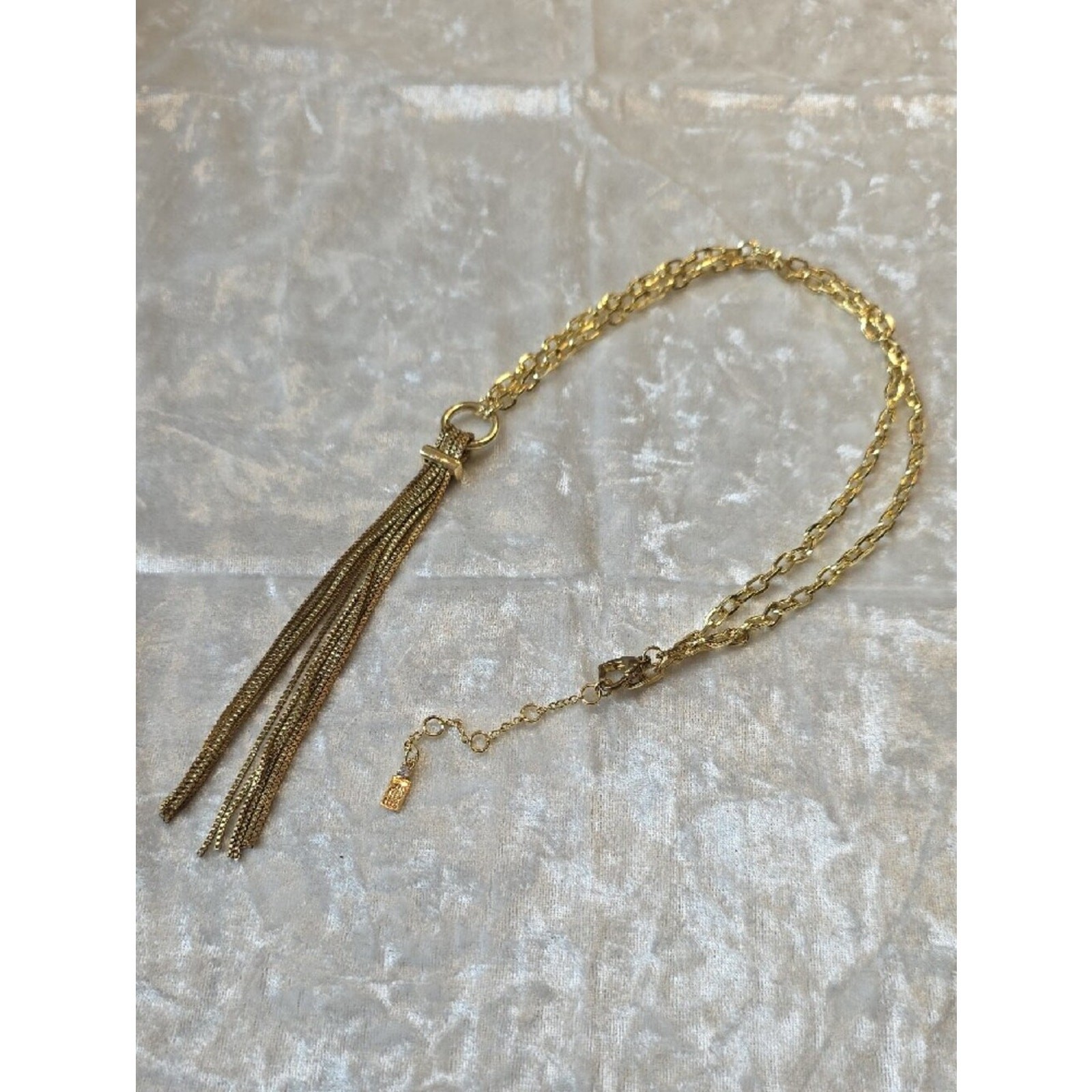 JLO Gold Tassel Pendant Contemporary Necklace