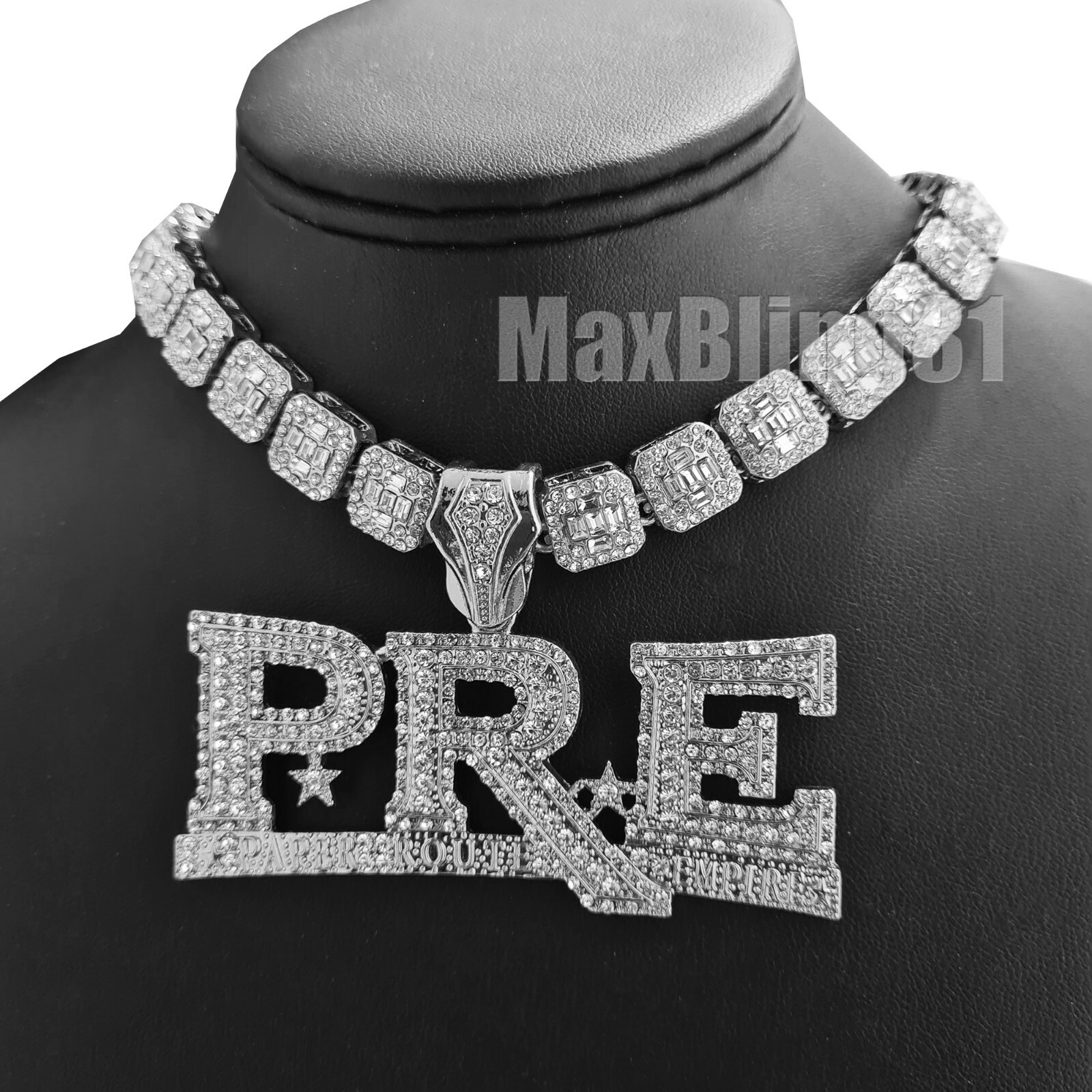 Young Dolph PRE Pendant 16″ 18″ 20″ Iced Baguette Choker Chain Hip Hop Necklace