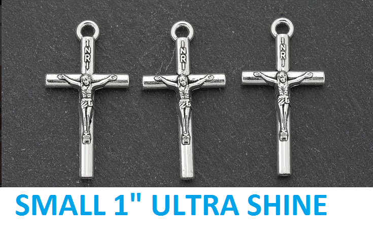 Small CROSS CRUCIFIX Charm Plated 925 Sterling Silver 18″ Chain BOY GIRL WOMEN