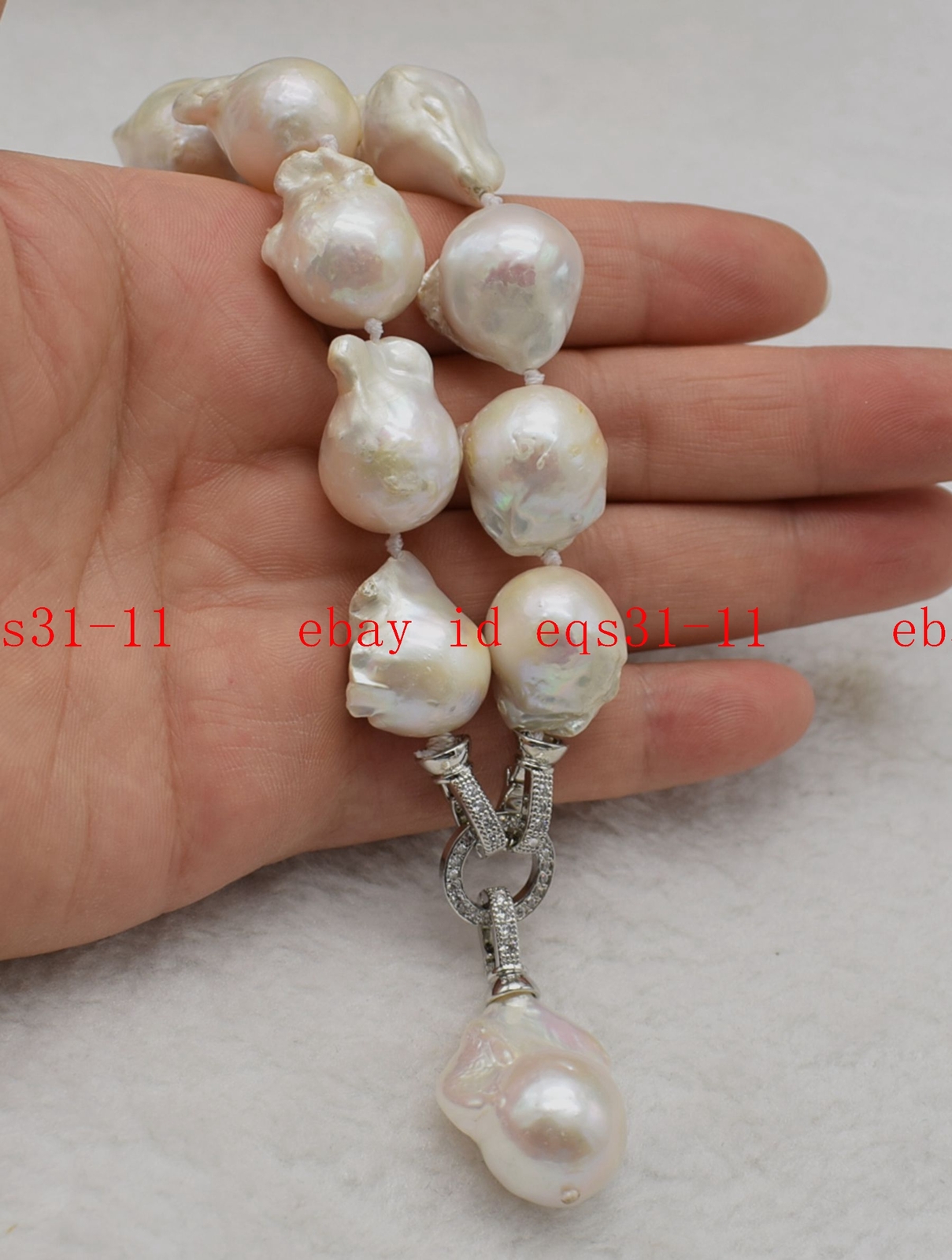 Natural 15x20mm White Freshwater Cultured Baroque Pearl Pendant Necklace 16-28″