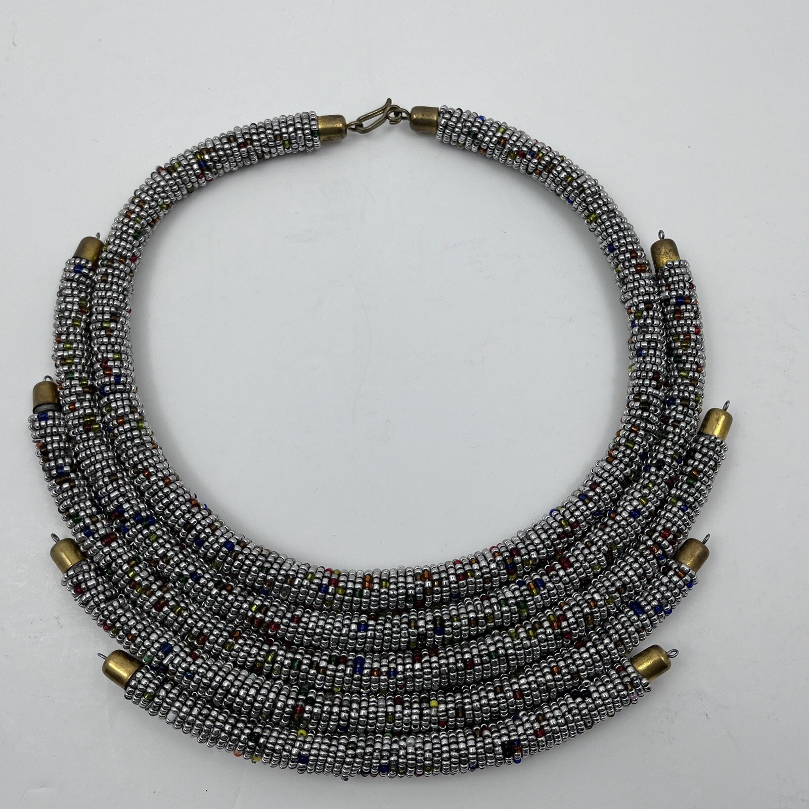 Kendi Aman Gold-tone Kanyoni Beaded 16″ Collar Necklace Ankara Accessories