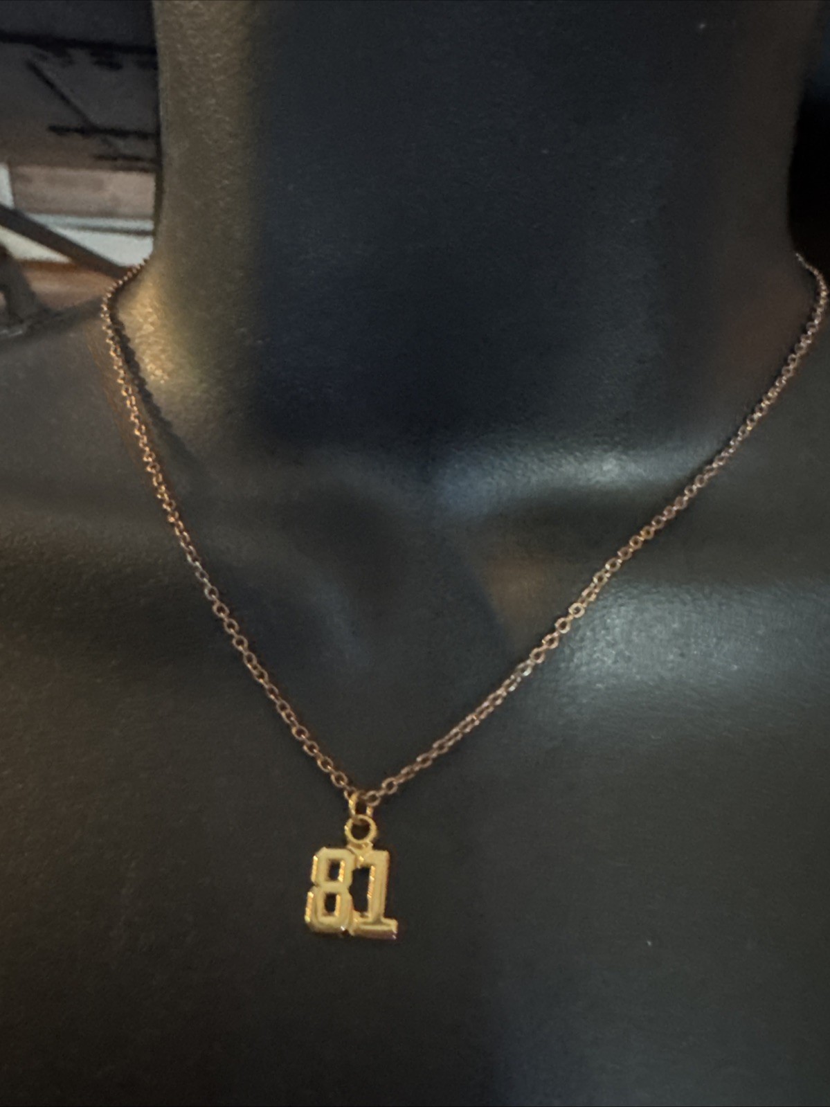 Number Necklace 81 Personalized Gold Initial Chain With Pendant