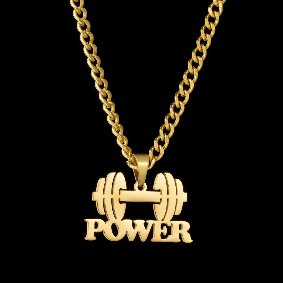Custom Name Dumbbell Necklace Pendant Weightlifting Powerlifting Chain Jewelry