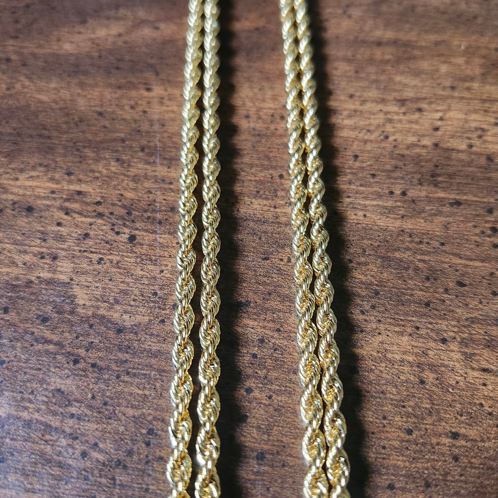 Gold Tone Rope Chain Necklace 39 Inch Braided Twisted Costume Slipover Layering