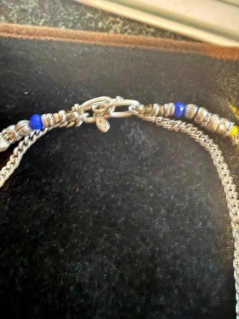Premier Designs Multistrand Beaded Crystal Charm Necklace 17″ Silver Tone