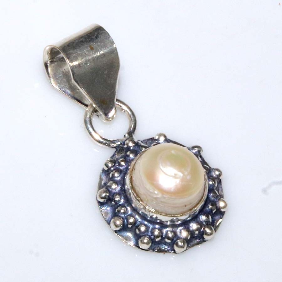 925 Silver Plated Pearl Jewellery Pendant Handmade Gemstone Size 1.3″
