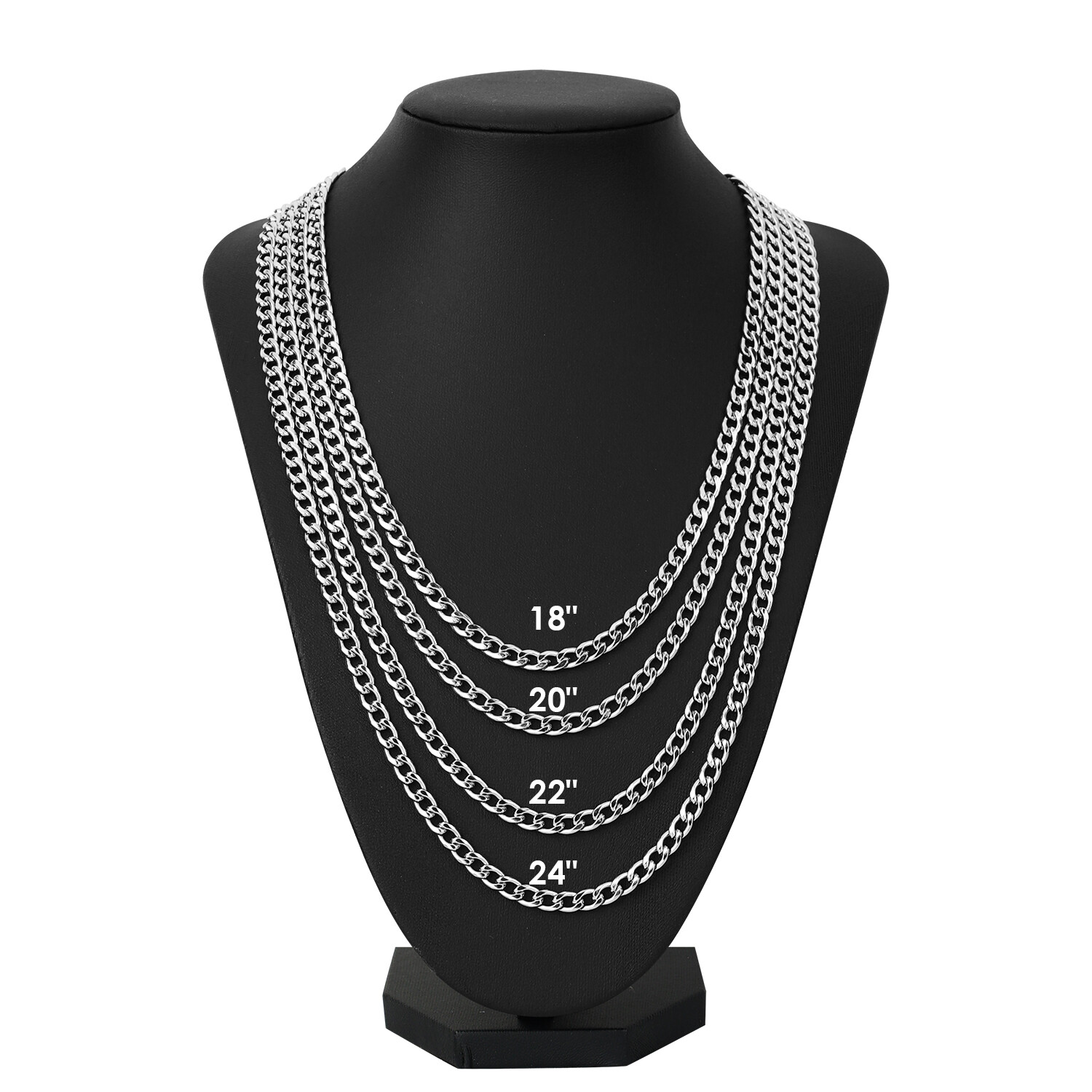 Valentine’s Day Gift 18-24” Stainless Steel Cuban Necklace Curb Chain Fashion