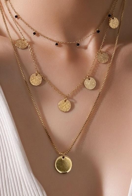 H&m Gold Layered Coin Chain Necklace Size 40cm