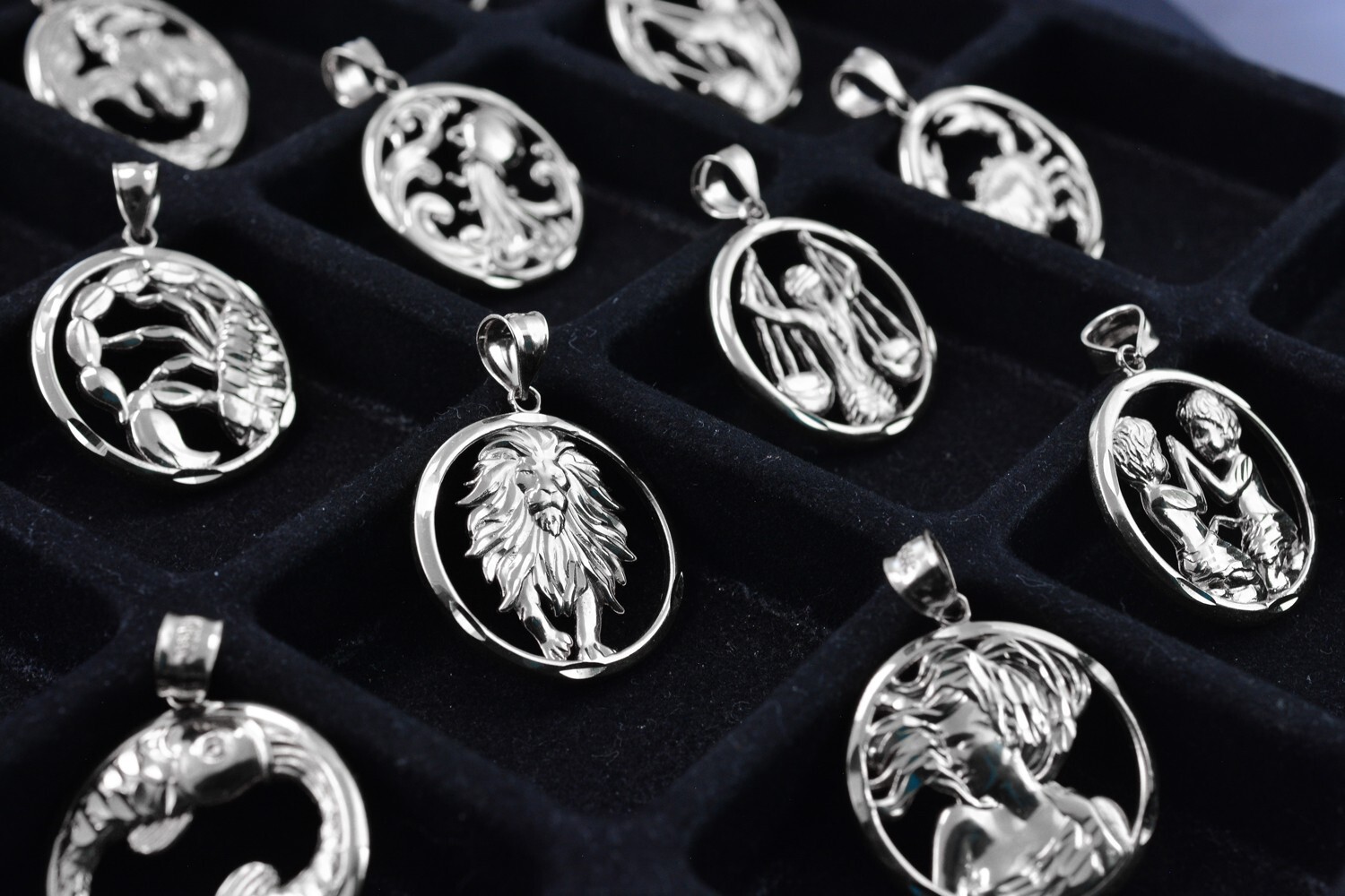 Sterling Silver Zodiac Round DC Pendant Necklace | 12 Horoscope Signs Available