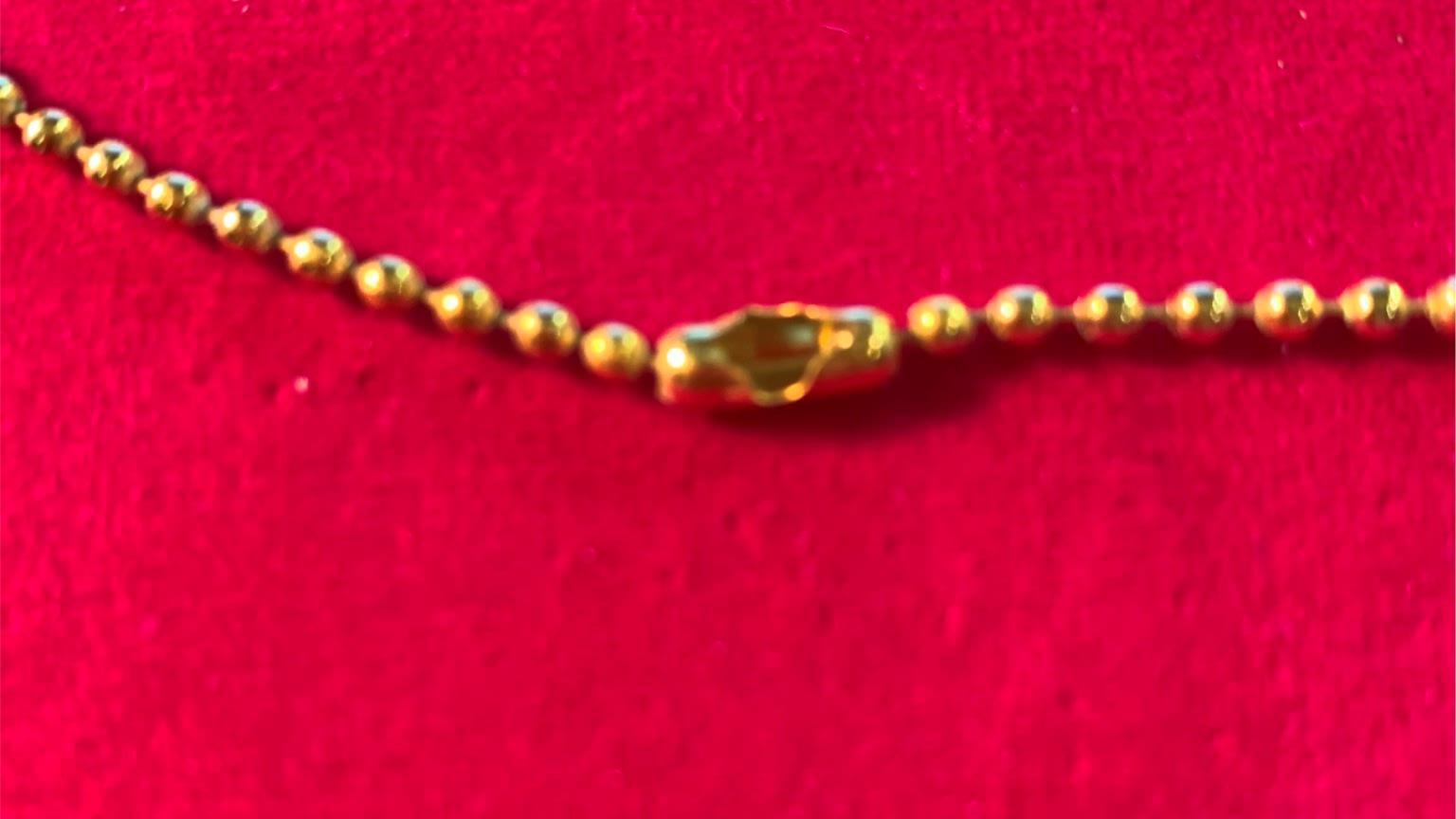 14KT GOLD PLATED 18 INCH 2.4MM BALL CHAIN NECKLACE W/ MILITARY CLASP